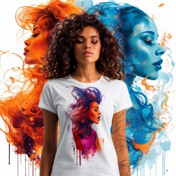 Koszulka Art Flow biała z kolorowym nadrukiem GRUFI Koszulka Art Flow biała z kolorowym nadrukiem GRUFI
