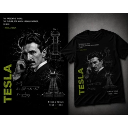 Koszulka Nikola Tesla - czarna z nadrukiem
