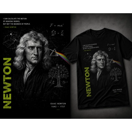 Koszulka Isaac Newton - czarna z nadrukiem