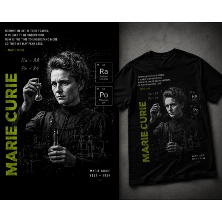 Koszulka Marie Curie - czarna z nadrukiem